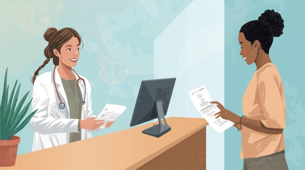 Copay in US health insurance showing fixed payment at doctor visit